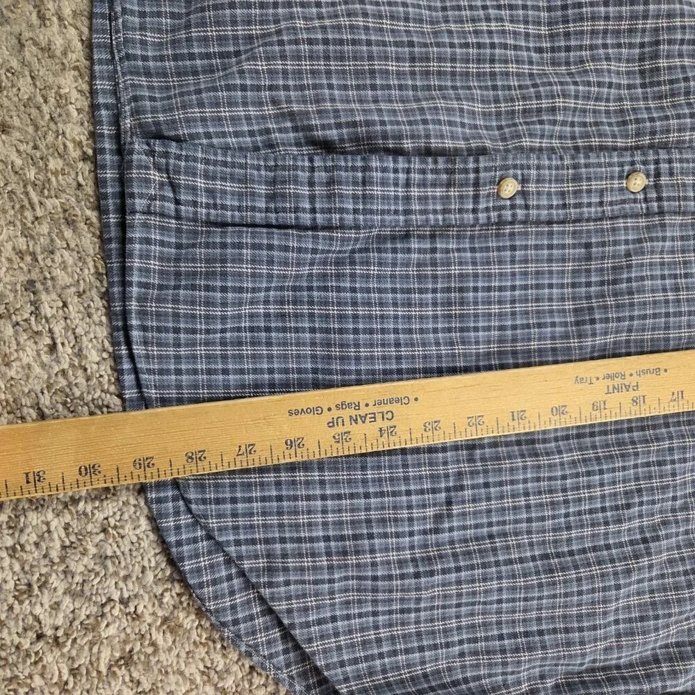 Polo Ralph Lauren Shirt Mens Plaid Blue Flannel Outdoors Long Sleeve Button Up